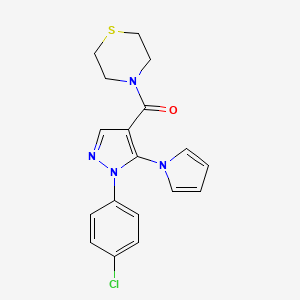 molecular formula C18H17ClN4OS B15102194 [1-(4-chlorophenyl)-5-(1H-pyrrol-1-yl)-1H-pyrazol-4-yl](thiomorpholin-4-yl)methanone 