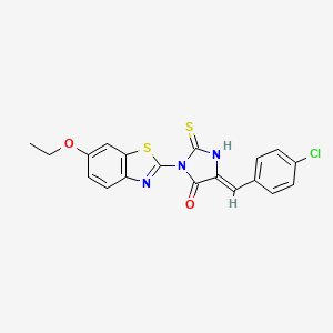 (5Z)-5-[(4-chlorophenyl)methylidene]-3-(6-ethoxy-1,3-benzothiazol-2-yl)-2-sulfanylideneimidazolidin-4-one