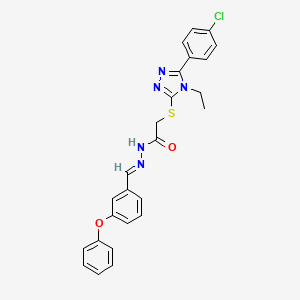 molecular formula C25H22ClN5O2S B15102247 2-{[5-(4-chlorophenyl)-4-ethyl-4H-1,2,4-triazol-3-yl]sulfanyl}-N'-[(E)-(3-phenoxyphenyl)methylidene]acetohydrazide 