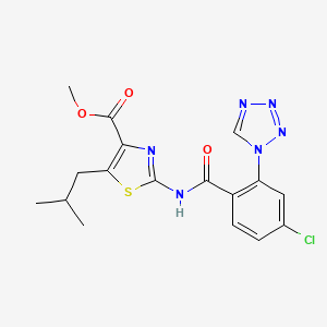 molecular formula C17H17ClN6O3S B15102269 methyl 2-({[4-chloro-2-(1H-tetrazol-1-yl)phenyl]carbonyl}amino)-5-(2-methylpropyl)-1,3-thiazole-4-carboxylate 