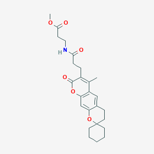 methyl N-[3-(6'-methyl-8'-oxo-3',4'-dihydro-8'H-spiro[cyclohexane-1,2'-pyrano[3,2-g]chromen]-7'-yl)propanoyl]-beta-alaninate