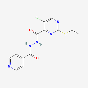 molecular formula C13H12ClN5O2S B15102427 5-chloro-2-(ethylsulfanyl)-N'-(pyridin-4-ylcarbonyl)pyrimidine-4-carbohydrazide 