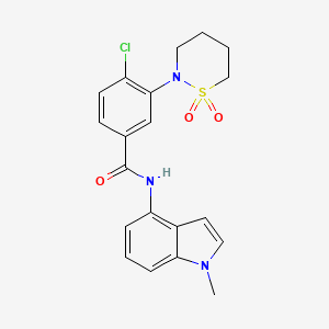 molecular formula C20H20ClN3O3S B15102441 4-chloro-3-(1,1-dioxido-1,2-thiazinan-2-yl)-N-(1-methyl-1H-indol-4-yl)benzamide 