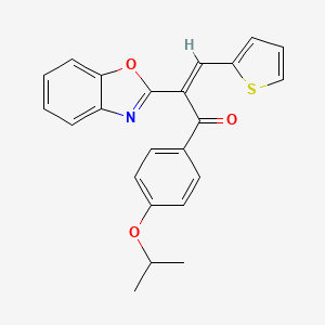 molecular formula C23H19NO3S B15102447 (2Z)-2-benzoxazol-2-yl-1-[4-(methylethoxy)phenyl]-3-(2-thienyl)prop-2-en-1-one 