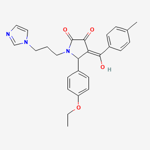 molecular formula C26H27N3O4 B15102459 (4E)-5-(4-ethoxyphenyl)-4-[hydroxy(4-methylphenyl)methylidene]-1-[3-(1H-imidazol-1-yl)propyl]pyrrolidine-2,3-dione 