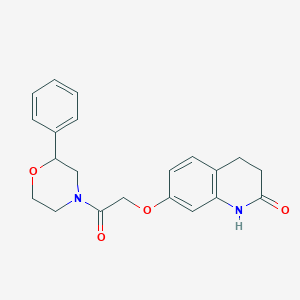 molecular formula C21H22N2O4 B15102472 2-[(2-Hydroxy-3,4-dihydroquinolin-7-yl)oxy]-1-(2-phenylmorpholin-4-yl)ethanone 