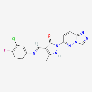 (4E)-4-{[(3-chloro-4-fluorophenyl)amino]methylidene}-5-methyl-2-([1,2,4]triazolo[4,3-b]pyridazin-6-yl)-2,4-dihydro-3H-pyrazol-3-one