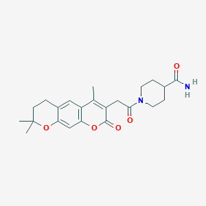 1-[(4,8,8-trimethyl-2-oxo-7,8-dihydro-2H,6H-pyrano[3,2-g]chromen-3-yl)acetyl]piperidine-4-carboxamide