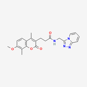 3-(7-methoxy-4,8-dimethyl-2-oxo-2H-chromen-3-yl)-N-([1,2,4]triazolo[4,3-a]pyridin-3-ylmethyl)propanamide