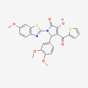 (4E)-5-(3,4-dimethoxyphenyl)-4-[hydroxy(thiophen-2-yl)methylidene]-1-(6-methoxy-1,3-benzothiazol-2-yl)pyrrolidine-2,3-dione