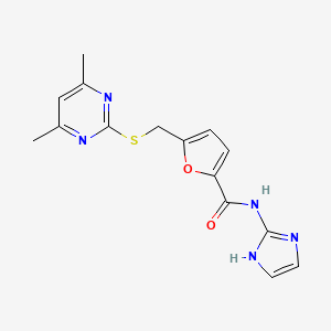 molecular formula C15H15N5O2S B15102558 5-{[(4,6-dimethylpyrimidin-2-yl)sulfanyl]methyl}-N-(1H-imidazol-2-yl)furan-2-carboxamide 