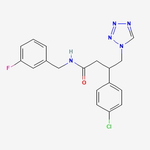 3-(4-chlorophenyl)-N-(3-fluorobenzyl)-4-(1H-tetrazol-1-yl)butanamide