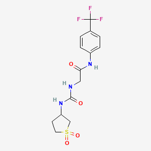 molecular formula C14H16F3N3O4S B15102586 N~2~-[(1,1-dioxidotetrahydrothiophen-3-yl)carbamoyl]-N-[4-(trifluoromethyl)phenyl]glycinamide 