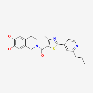 molecular formula C24H27N3O3S B15102623 (6,7-dimethoxy-3,4-dihydroisoquinolin-2(1H)-yl)[4-methyl-2-(2-propylpyridin-4-yl)-1,3-thiazol-5-yl]methanone 