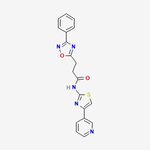 molecular formula C19H15N5O2S B15102676 3-(3-phenyl-1,2,4-oxadiazol-5-yl)-N-[4-(pyridin-3-yl)-1,3-thiazol-2-yl]propanamide 