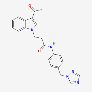 3-(3-acetyl-1H-indol-1-yl)-N-[4-(1H-1,2,4-triazol-1-ylmethyl)phenyl]propanamide