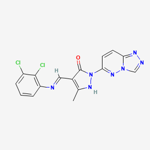 (4E)-4-{[(2,3-dichlorophenyl)amino]methylidene}-5-methyl-2-([1,2,4]triazolo[4,3-b]pyridazin-6-yl)-2,4-dihydro-3H-pyrazol-3-one