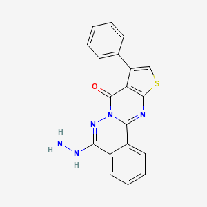 8-Hydrazinyl-13-phenyl-15-thia-9,10,17-triazatetracyclo[8.7.0.0^{2,7}.0^{12,16}]heptadeca-1(17),2(7),3,5,8,12(16),13-heptaen-11-one