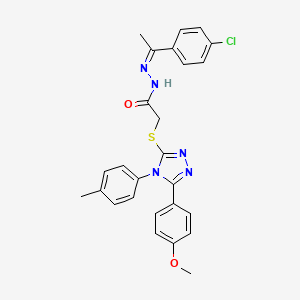 molecular formula C26H24ClN5O2S B15102736 N'-[(1Z)-1-(4-chlorophenyl)ethylidene]-2-{[5-(4-methoxyphenyl)-4-(4-methylphenyl)-4H-1,2,4-triazol-3-yl]sulfanyl}acetohydrazide 