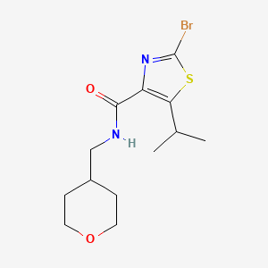 molecular formula C13H19BrN2O2S B15102750 2-bromo-5-(propan-2-yl)-N-(tetrahydro-2H-pyran-4-ylmethyl)-1,3-thiazole-4-carboxamide 