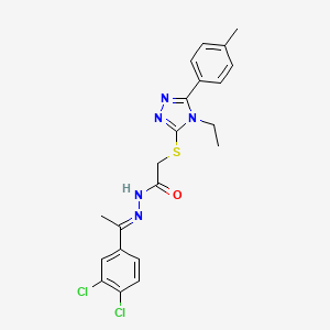 molecular formula C21H21Cl2N5OS B15102759 N'-[(1E)-1-(3,4-dichlorophenyl)ethylidene]-2-{[4-ethyl-5-(4-methylphenyl)-4H-1,2,4-triazol-3-yl]sulfanyl}acetohydrazide 