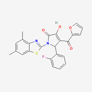 (4E)-1-(4,6-dimethyl-1,3-benzothiazol-2-yl)-5-(2-fluorophenyl)-4-[furan-2-yl(hydroxy)methylidene]pyrrolidine-2,3-dione