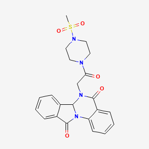 molecular formula C22H22N4O5S B15102864 6-{2-[4-(Methylsulfonyl)piperazin-1-yl]-2-oxoethyl}-6,6a-dihydroisoindolo[2,1-a]quinazoline-5,11-dione 