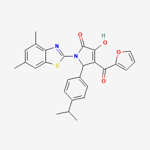 molecular formula C27H24N2O4S B15102880 (4E)-1-(4,6-dimethyl-1,3-benzothiazol-2-yl)-4-[furan-2-yl(hydroxy)methylidene]-5-[4-(propan-2-yl)phenyl]pyrrolidine-2,3-dione 