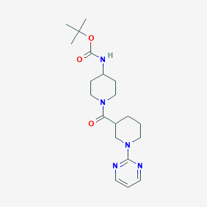 molecular formula C20H31N5O3 B15102883 Tert-butyl (1-{[1-(pyrimidin-2-yl)piperidin-3-yl]carbonyl}piperidin-4-yl)carbamate 