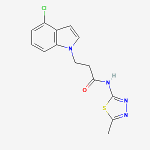 molecular formula C14H13ClN4OS B15102895 3-(4-chloro-1H-indol-1-yl)-N-(5-methyl-1,3,4-thiadiazol-2-yl)propanamide 