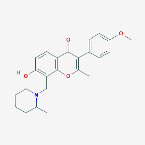 molecular formula C24H27NO4 B15102901 7-hydroxy-3-(4-methoxyphenyl)-2-methyl-8-((2-methylpiperidin-1-yl)methyl)-4H-chromen-4-one 