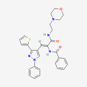 N-{(1Z)-3-{[2-(morpholin-4-yl)ethyl]amino}-3-oxo-1-[1-phenyl-3-(thiophen-2-yl)-1H-pyrazol-4-yl]prop-1-en-2-yl}benzamide