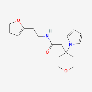 molecular formula C17H22N2O3 B15102992 N-[2-(furan-2-yl)ethyl]-2-[4-(1H-pyrrol-1-yl)tetrahydro-2H-pyran-4-yl]acetamide 