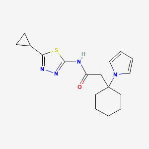 molecular formula C17H22N4OS B15103012 2-(1-(1H-pyrrol-1-yl)cyclohexyl)-N-(5-cyclopropyl-1,3,4-thiadiazol-2-yl)acetamide 