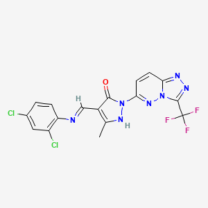 (4E)-4-{[(2,4-dichlorophenyl)amino]methylidene}-5-methyl-2-[3-(trifluoromethyl)[1,2,4]triazolo[4,3-b]pyridazin-6-yl]-2,4-dihydro-3H-pyrazol-3-one