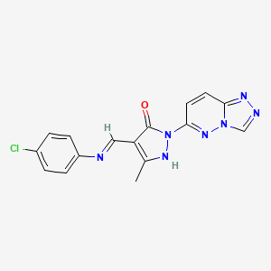 (4E)-4-{[(4-chlorophenyl)amino]methylidene}-5-methyl-2-([1,2,4]triazolo[4,3-b]pyridazin-6-yl)-2,4-dihydro-3H-pyrazol-3-one