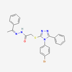 molecular formula C24H20BrN5OS B15103141 2-{[4-(4-bromophenyl)-5-phenyl-4H-1,2,4-triazol-3-yl]sulfanyl}-N'-[(1Z)-1-phenylethylidene]acetohydrazide 