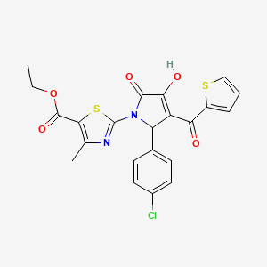 ethyl 2-{(3E)-2-(4-chlorophenyl)-3-[hydroxy(thiophen-2-yl)methylidene]-4,5-dioxopyrrolidin-1-yl}-4-methyl-1,3-thiazole-5-carboxylate