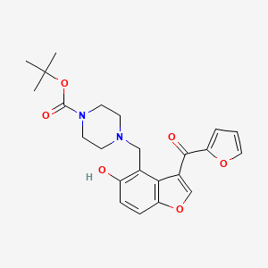 molecular formula C23H26N2O6 B15103160 Tert-butyl 4-{[3-(furan-2-ylcarbonyl)-5-hydroxy-1-benzofuran-4-yl]methyl}piperazine-1-carboxylate 