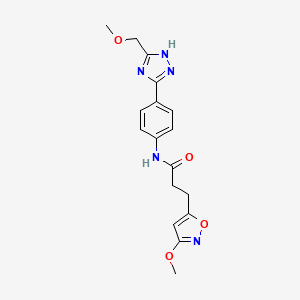 N-{4-[5-(methoxymethyl)-1H-1,2,4-triazol-3-yl]phenyl}-3-(3-methoxy-1,2-oxazol-5-yl)propanamide