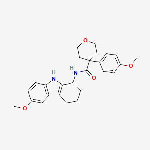 4-(4-methoxyphenyl)-N-(6-methoxy-2,3,4,9-tetrahydro-1H-carbazol-1-yl)tetrahydro-2H-pyran-4-carboxamide