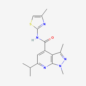 molecular formula C16H19N5OS B15103311 1,3-dimethyl-N-[(2Z)-4-methyl-1,3-thiazol-2(3H)-ylidene]-6-(propan-2-yl)-1H-pyrazolo[3,4-b]pyridine-4-carboxamide 