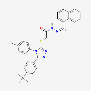 molecular formula C32H31N5OS B15103390 2-[[5-(4-tert-butylphenyl)-4-(4-methylphenyl)-1,2,4-triazol-3-yl]sulfanyl]-N-[(E)-naphthalen-1-ylmethylideneamino]acetamide 