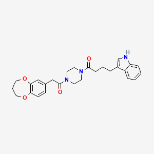 molecular formula C27H31N3O4 B15103398 1-[4-(3,4-dihydro-2H-1,5-benzodioxepin-7-ylacetyl)piperazin-1-yl]-4-(1H-indol-3-yl)butan-1-one 