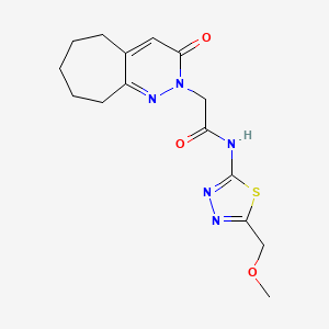 molecular formula C15H19N5O3S B15103411 N-[5-(methoxymethyl)-1,3,4-thiadiazol-2-yl]-2-(3-oxo-3,5,6,7,8,9-hexahydro-2H-cyclohepta[c]pyridazin-2-yl)acetamide 