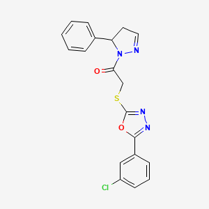 2-{[5-(3-chlorophenyl)-1,3,4-oxadiazol-2-yl]sulfanyl}-1-(5-phenyl-4,5-dihydro-1H-pyrazol-1-yl)ethanone