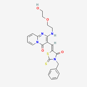 molecular formula C23H22N4O4S2 B15103454 3-[(Z)-(3-benzyl-4-oxo-2-thioxo-1,3-thiazolidin-5-ylidene)methyl]-2-{[2-(2-hydroxyethoxy)ethyl]amino}-4H-pyrido[1,2-a]pyrimidin-4-one 