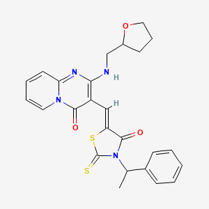 3-{(Z)-[4-oxo-3-(1-phenylethyl)-2-thioxo-1,3-thiazolidin-5-ylidene]methyl}-2-[(tetrahydrofuran-2-ylmethyl)amino]-4H-pyrido[1,2-a]pyrimidin-4-one