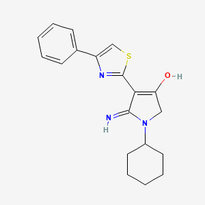 molecular formula C19H21N3OS B15103540 1-cyclohexyl-5-imino-4-(4-phenyl-1,3-thiazol-2-yl)-2,5-dihydro-1H-pyrrol-3-ol 