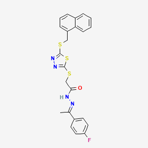 molecular formula C23H19FN4OS3 B15103548 N'-[(1E)-1-(4-fluorophenyl)ethylidene]-2-({5-[(naphthalen-1-ylmethyl)sulfanyl]-1,3,4-thiadiazol-2-yl}sulfanyl)acetohydrazide 